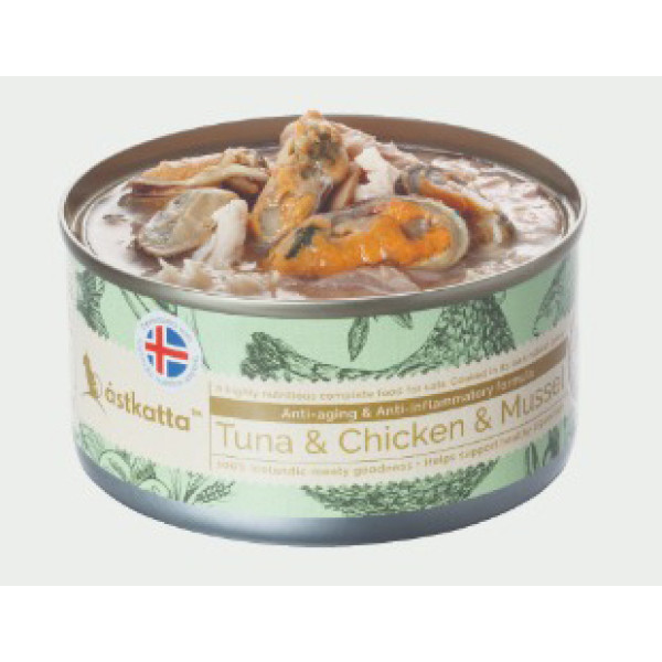 Astkatta Tuna & Chicken & Mussel Complete Cat Can Food 白鰹吞拿雞肉貽貝抗衰老長壽主食配方貓罐頭 170g 